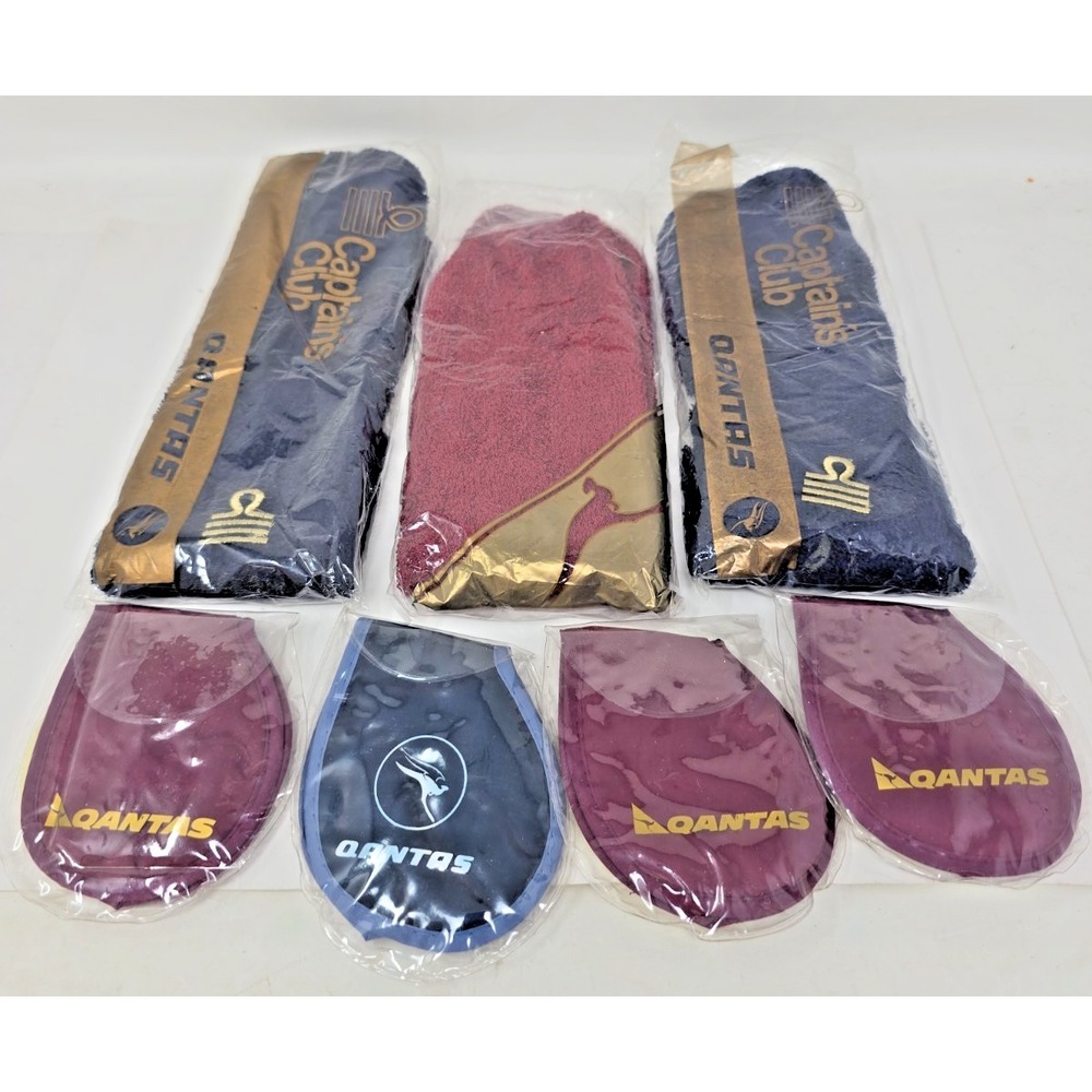 Qantas Australian Airlines Vintage Lot‎ of 7 Socks & Eye Masks U295